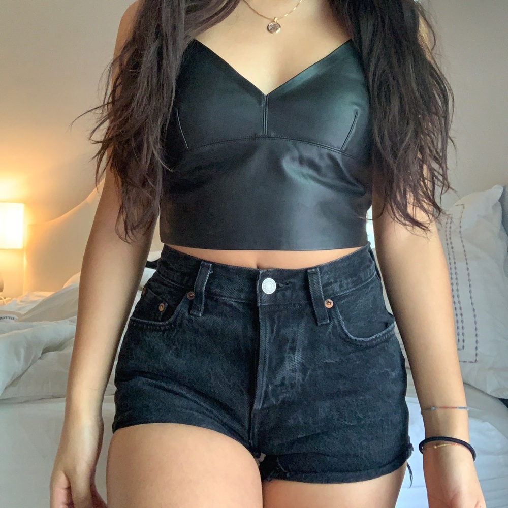 leather crop top